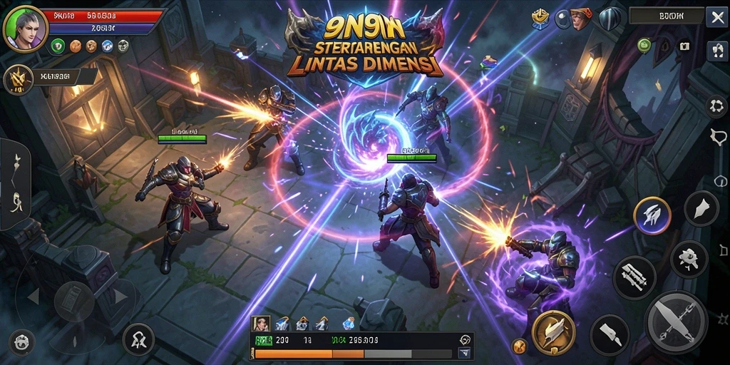 Screenshot gameplay 9N9N menampilkan strategi pertempuran yang intens.