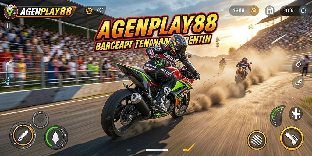 Gameplay seru AGENPLAY88 dengan balapan motor yang menegangkan.