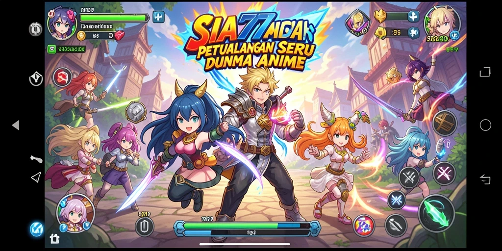 Tampilan gameplay SIA777 dengan karakter anime yang dinamis.