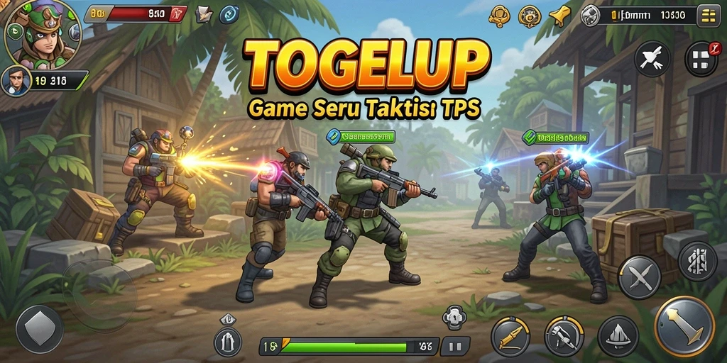 Tampilan seru gameplay TOGELUP dengan aksi tembak-menembak.