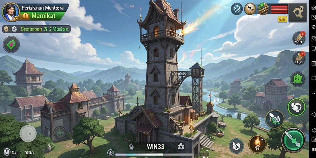 Tangkapan layar gameplay Tower Defense yang intens dan strategis.