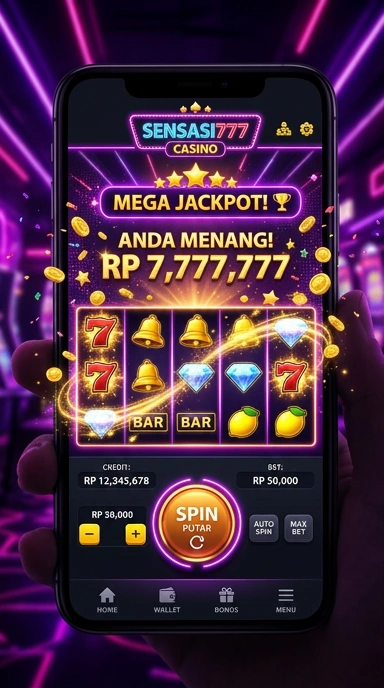 Tampilan menu utama aplikasi sensasi777 yang menarik.